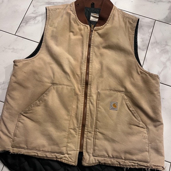 Carhartt Other - Vintage Carhartt Tan V01 Quilt Lined Canvas 90’s Vest
